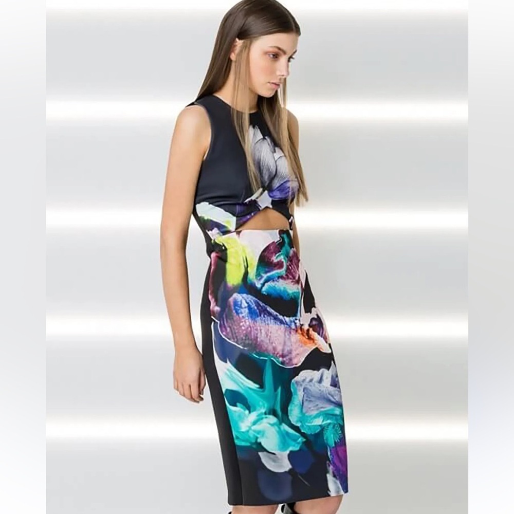 Finders Keepers Black Floral Last Chance Open Cut Dress